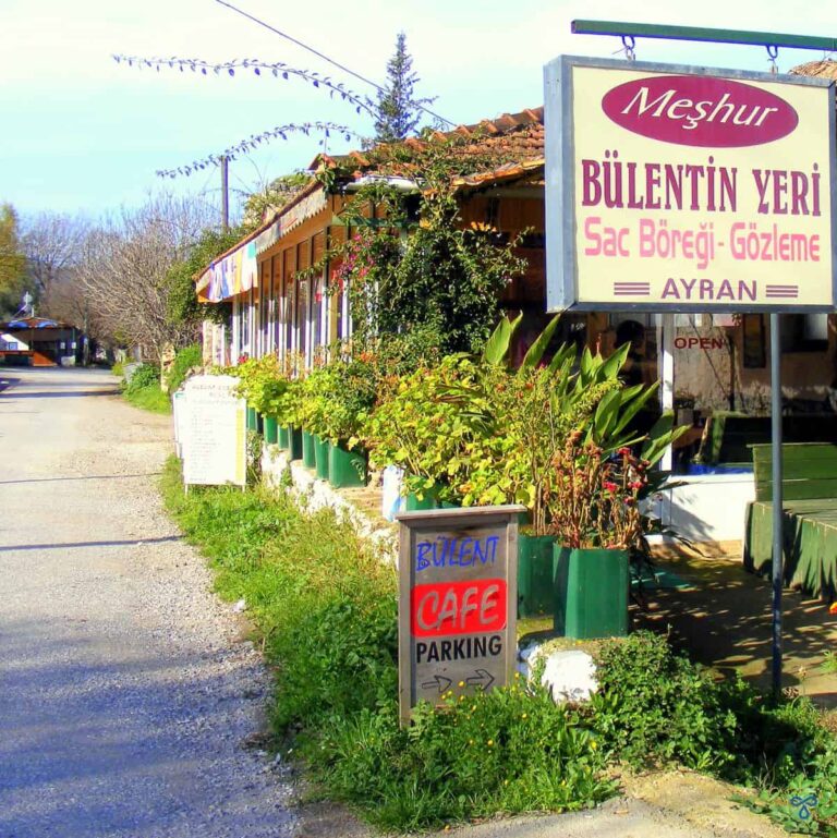 Outside area of a roadside restaurant in Kayaköy called Bülent'in Yeri