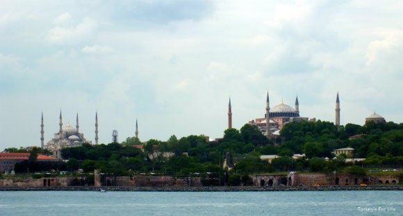 Sultanahmet Views, Istanbul Hagia Sophia And The Blue Mosque From The Istanbul Ferry