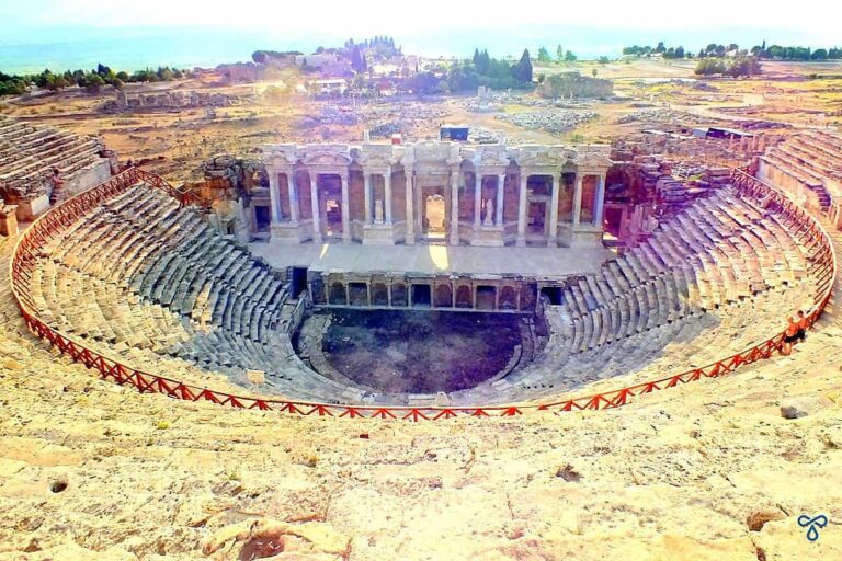 The stage and seating of Hierapolis ancient theatre from above