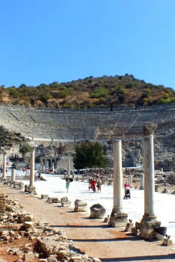 Ephesus Great Theatre with columns leading along the agora