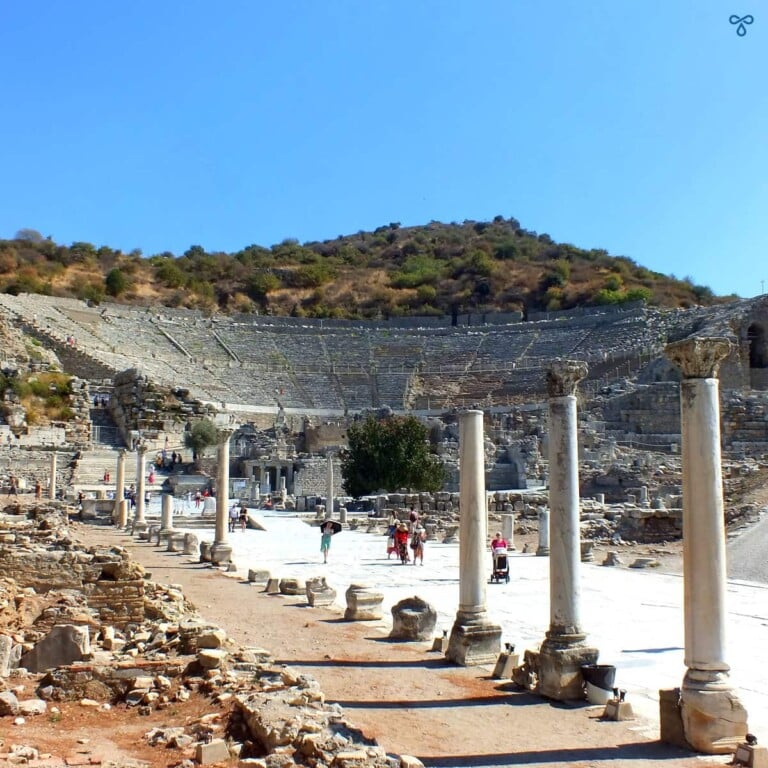 Ephesus Great Theatre with columns leading along the agora