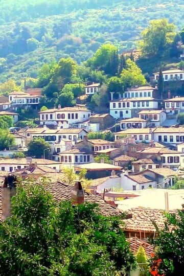 View of the hillside houses of Şirince village