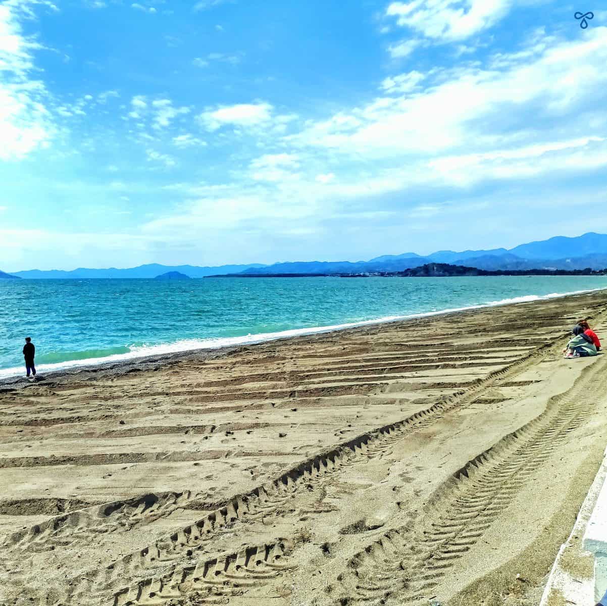Freshly trawled sand along &Ccedil;alış Beach.