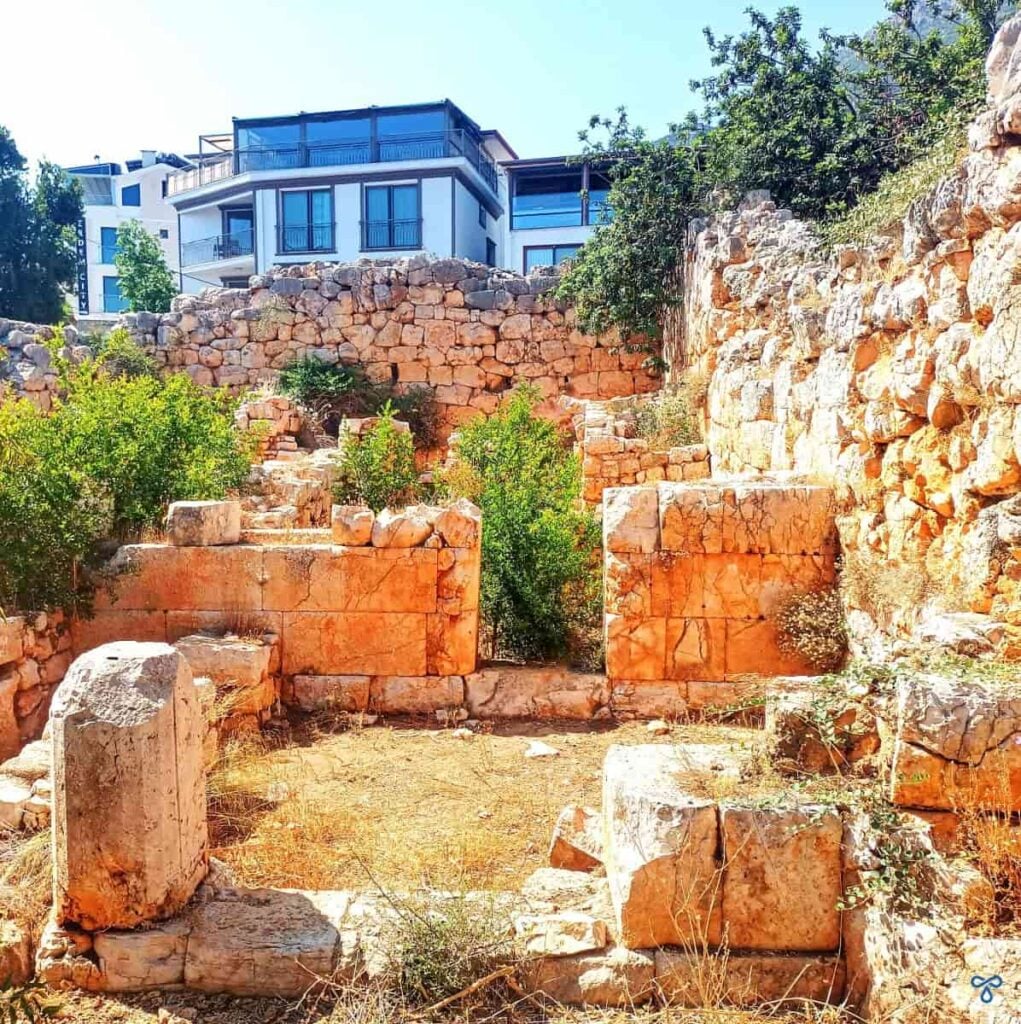 The ruins of an ancient stone temple in Kaş.